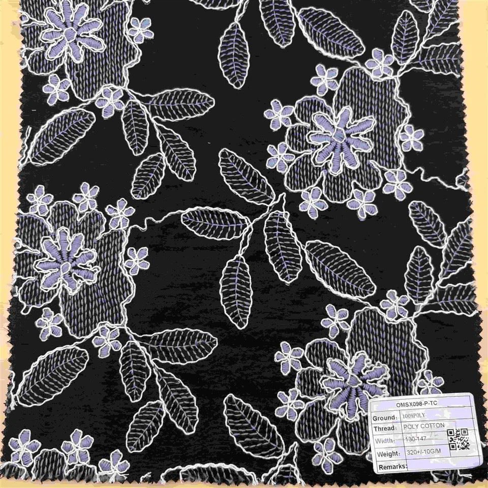 Embroidered Faux Linen Fabric